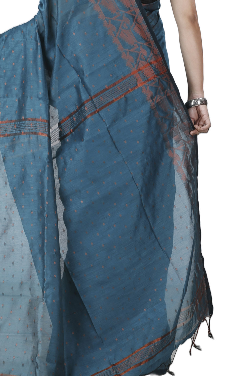 Botel Green Blended Cotton Temo Hand Loom Saree (1265)